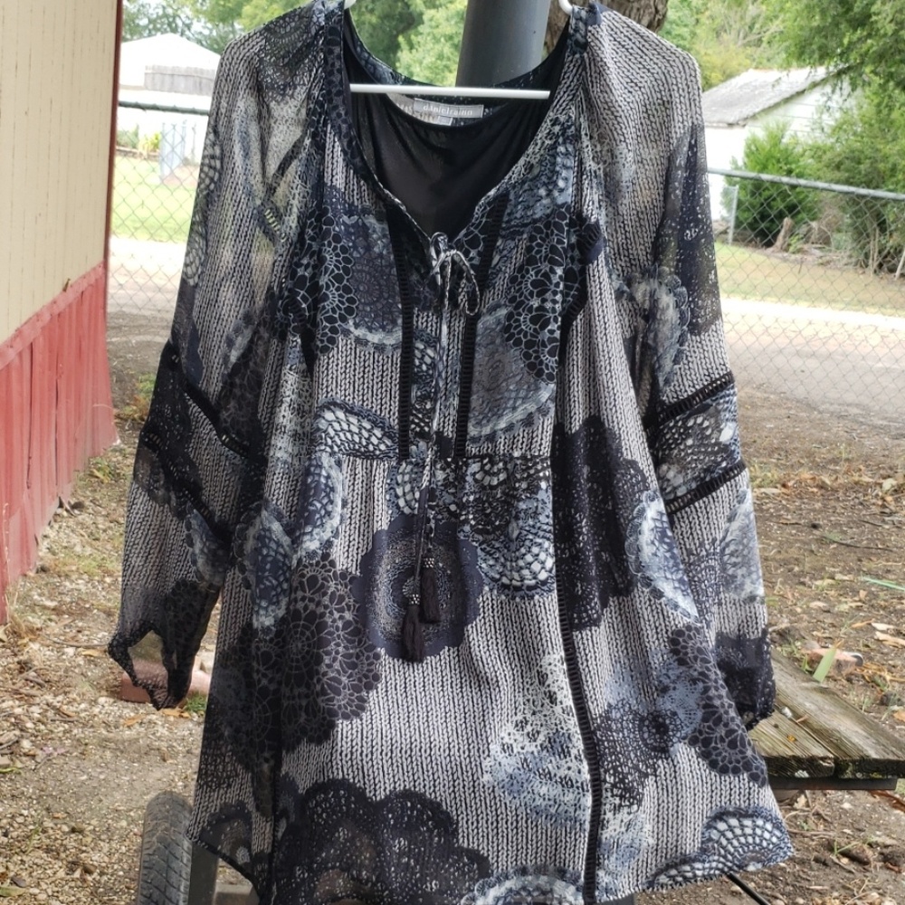 Sheer top with black tank